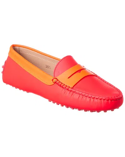Tod's Gommino Leather Loafer In Red