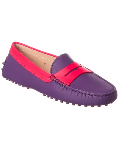 Tod's Gommino Leather Loafer In Purple