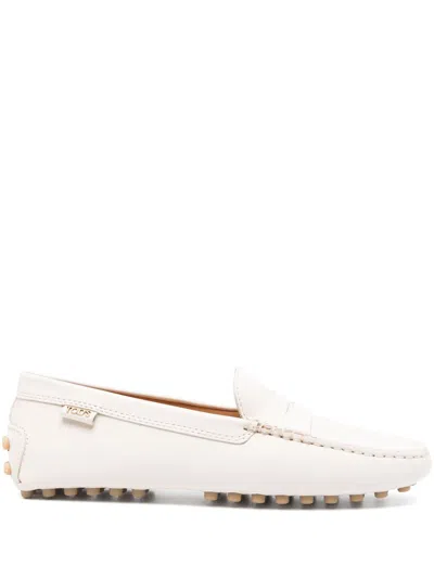 Tod's Gommino Leather Loafers In White