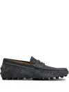 Tod's Almond Toe Leather Loafers With Penny Strap In Blue