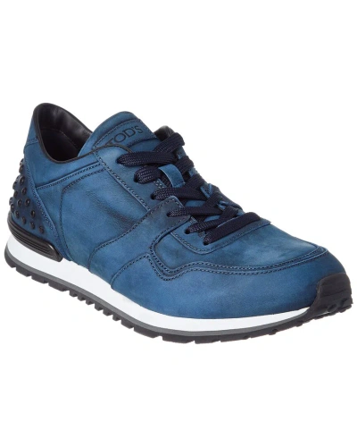 Tod's Gommino Nubuck Sneaker In Blue