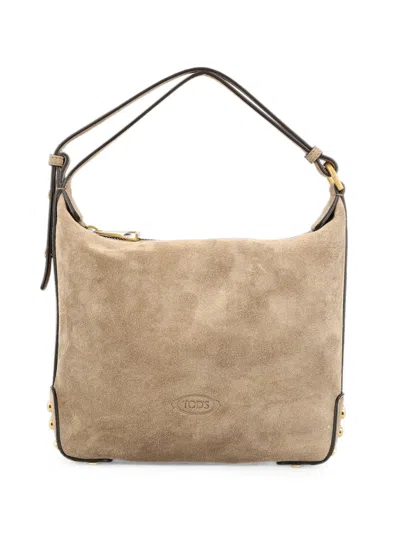 Tod's Gommino Stud Shoulder Bag In Beige