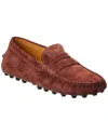 Tod's Gommino Suede Driver In Brown