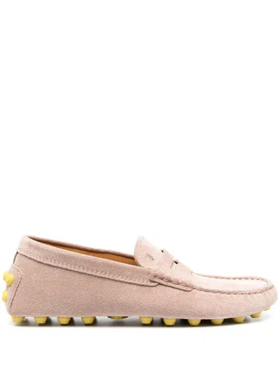 Tod's Gommino Bubble Suede Driving Shoes In Powder