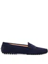 Tod's Gommini Suede Driver Penny Loafers In Blue