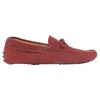 Tod's Gommino Suede Leather Dot Sole Driving Loafers In Red