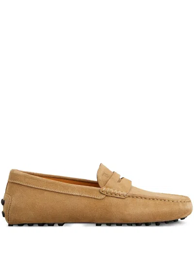 Tod's Gommino Suede Leather Loafers In Beige