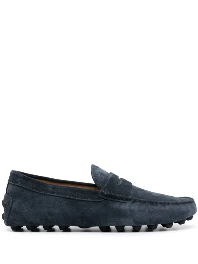 Tod's Leather Slippers With Pebbles Sole In Blue