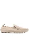 Tod's Gommino Curled Suede Loafers Shoes In Beige