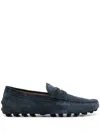 Tod's Leather Slippers With Pebbles Sole In Blue