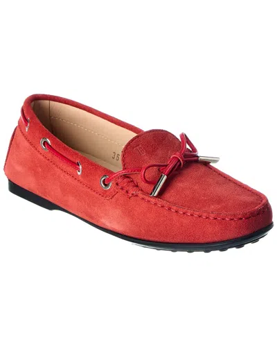 Tod's Gommino Suede Loafer In Red