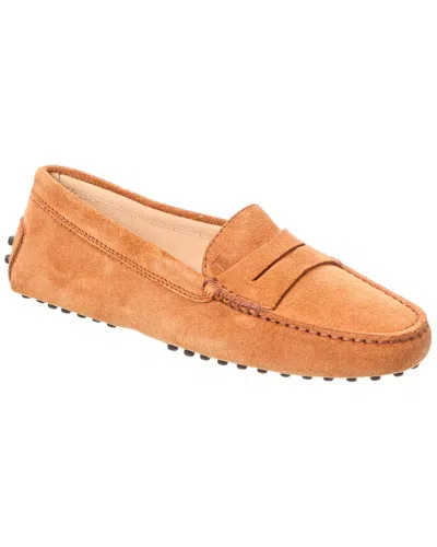 Tod's Tods Gommino Suede Loafer In Orange