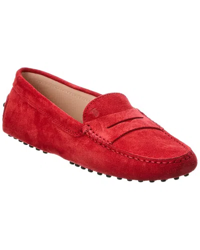 Tod's Gommino Suede Loafers In Red