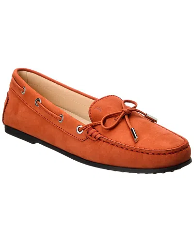 Tod's Gommino Suede Loafer In Orange