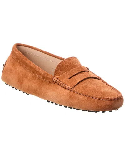 Tod's Gommino Suede Loafer In Orange