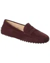 Tod's Gommino Suede Loafer In Purple
