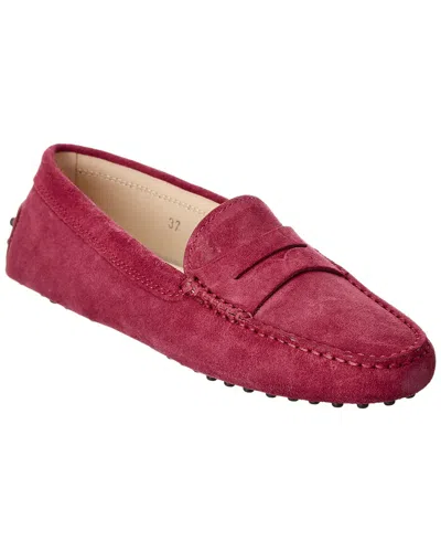 Tod's Gommino Suede Loafer In Red