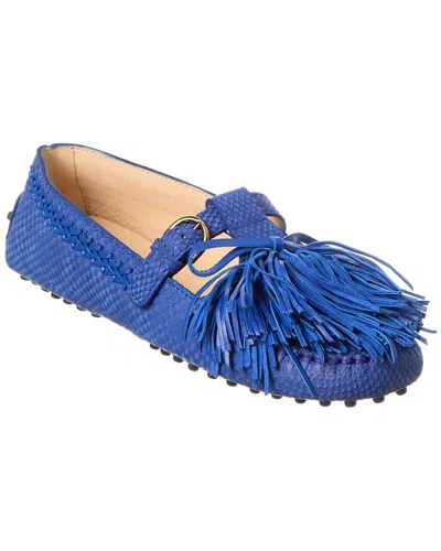 Tod's Gommino T-ring Leather Loafer In Blue