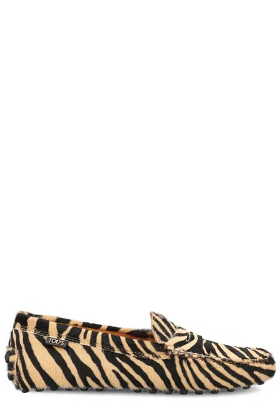 TOD'S TOD'S GOMMINO ZEBRA PRINTED LOAFERS