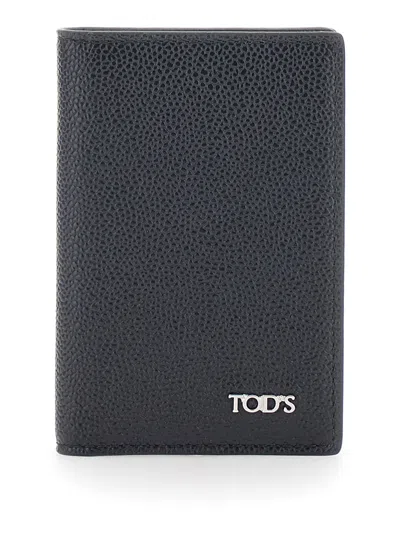 Tod's Grained Calfskin Card Case In Black