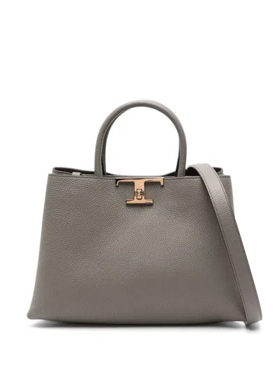 Tod's Grained Leather Bag With Logo-buckle In Gold