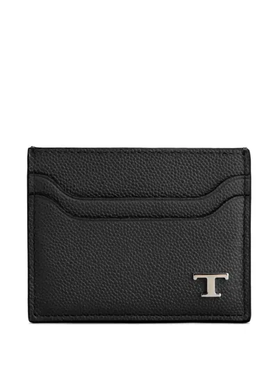 Tod's Grained Leather Cardholder With Metal T Timeless Logo