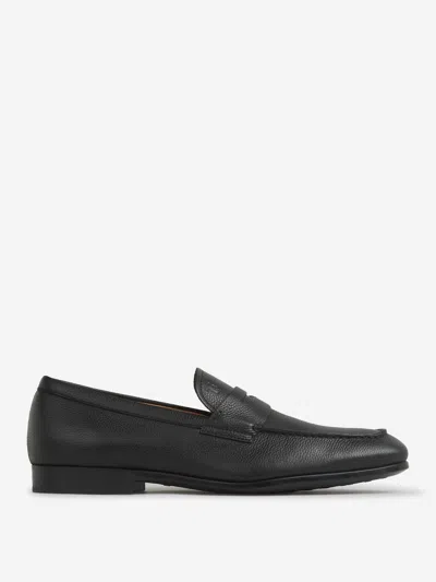 Tod's Grained Leather Loafers In Black