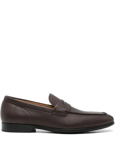 Tod's Grained Leather Penny Loafers Shoes In Brown