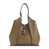 Tod's Medium T Timeless Grained Leather Tote Bag In Brown