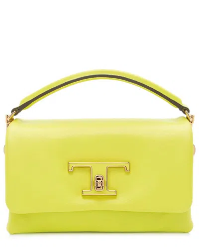 Tod's Green Leather Timeless T Shoulder Bag (authentic Pre-loved) In Yellow