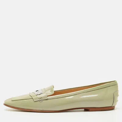 Tod's Green Patent Leather Slip On Loafers