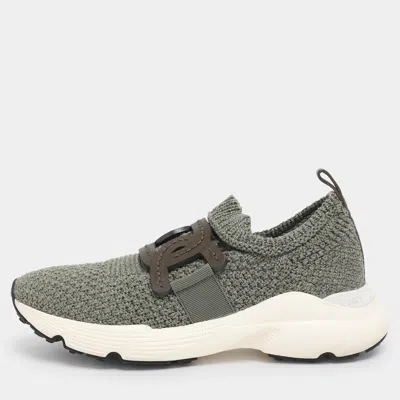 Tod's Green Stretch Knit Fabric Kate Slip On Sneakers