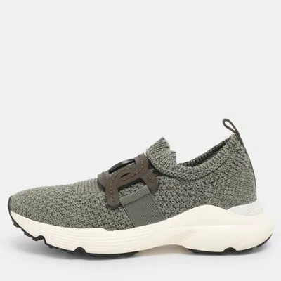 Tod's Green Stretch Knit Fabric Kate Slip On Sneakers In Multi