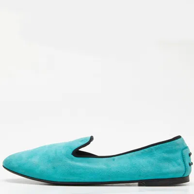 Tod's Green Suede Smoking Slippers In Blue