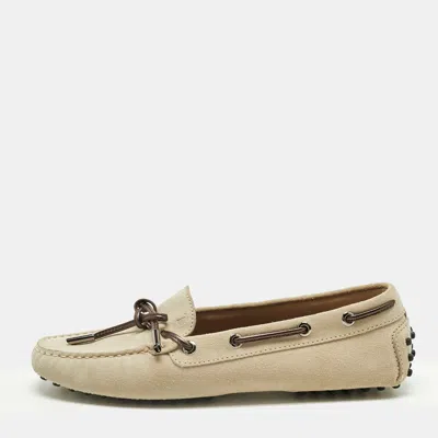 Tod's Grey Suede Gommino Loafers In Neutral