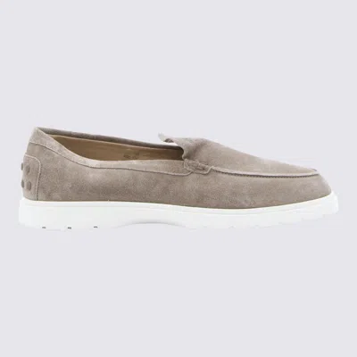 Tod's Grey Suede Loafers In Gray