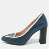 Tod's Grey/white Leather Block Heel Loafer Pumps In Multi