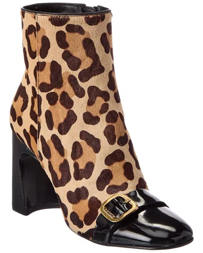 Tod's Haircalf & Leather Bootie In Animal Print
