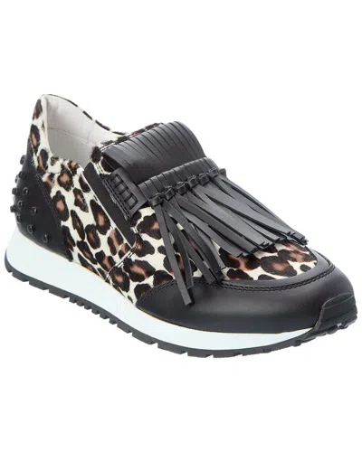 Tod's Haircalf & Leather Sneaker In Black
