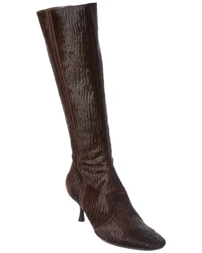 Tod's Haircalf & Suede Knee-high Boot In Brown