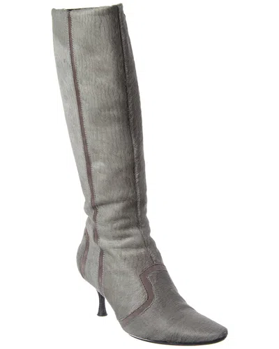 Tod's Haircalf & Suede Knee-high Boot In Gray