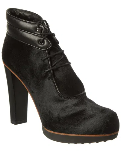 Tod's Haircalf Platform Bootie In Black