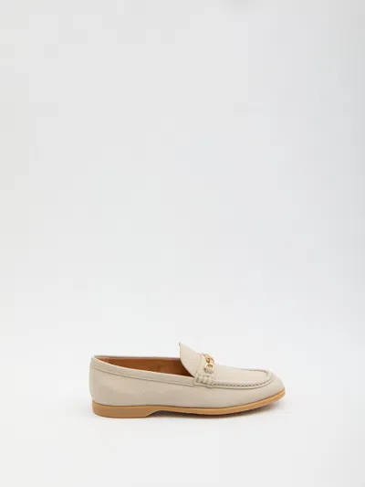 Tod's Hammered Leather Loafers In Neutral