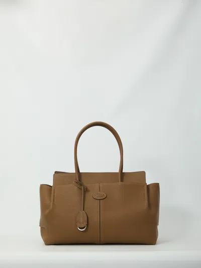 Tod's Hammered Leather Medium Tote Bag In Brown