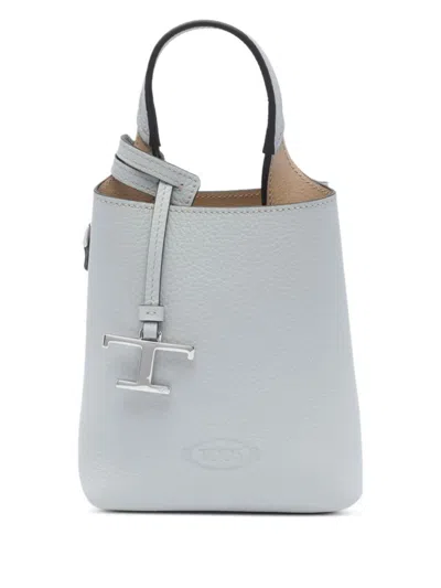 Tod's Hammered Leather Micro Bags In Grey