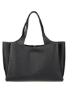 Tod's Logo Medium Leather Tote In Black