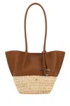 Tod's Borsa Shopping Piccola Bicolor In Pelle E Rafia Donna In Multicoloured
