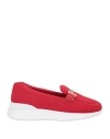 Tod's Happy Moments By Alber Elbaz Woman Loafers Red Size 6.5 Textile Fibers, Leather