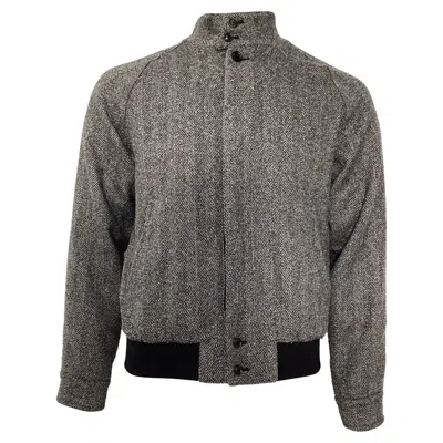 Tod's Herringbone Bomber Jacket In Grey Virgin Wool