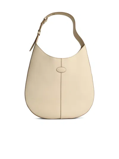 Tod's 'hobo' White Leather Bag In Neutrals
